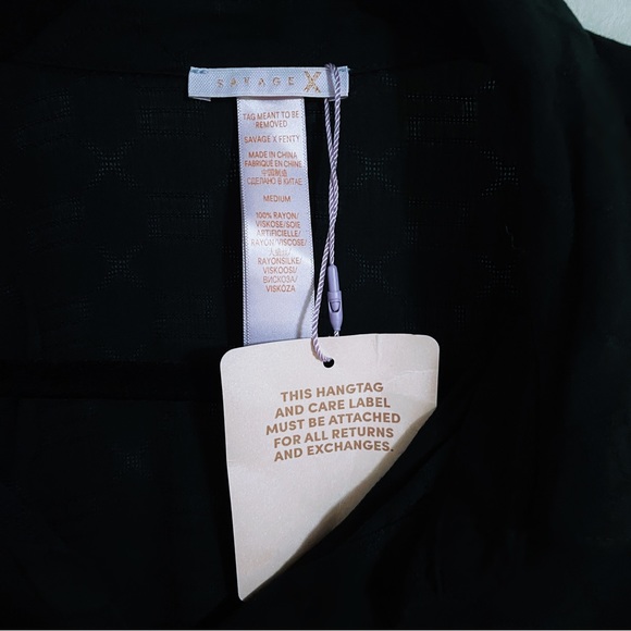 (New with Tags) Savage X Fenty Woven Monogram Crop Shirt w/ Drawstring (Size: M) - Picture 11 of 11